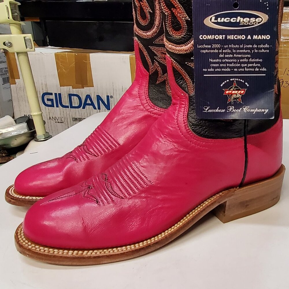 HOT PINK Lucchese Women's 6.5B Roper Double Welt Boots